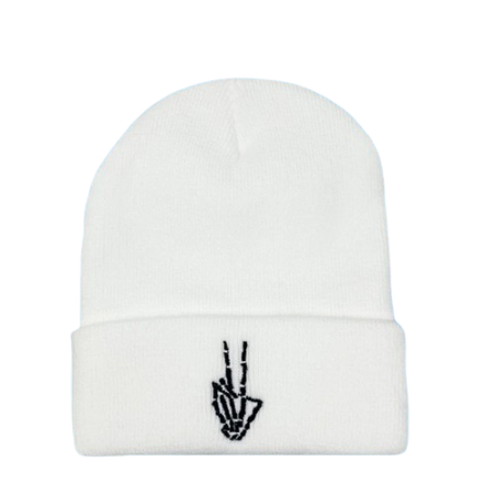 Bonnet Doigts Squelette Victoire Peace Unisexe couleur blanc