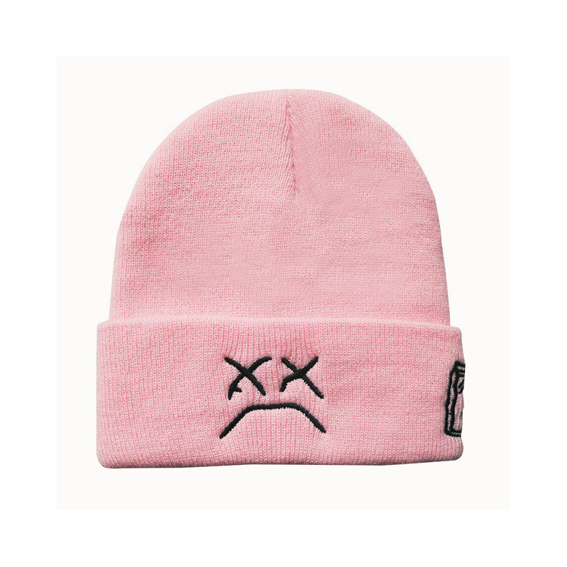 Bonnet Hip Hop Urbain Sourire Triste Couleur Rose