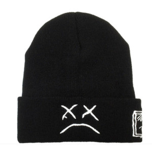 Bonnet Hip Hop Urbain Sourire Triste Couleur Blanc