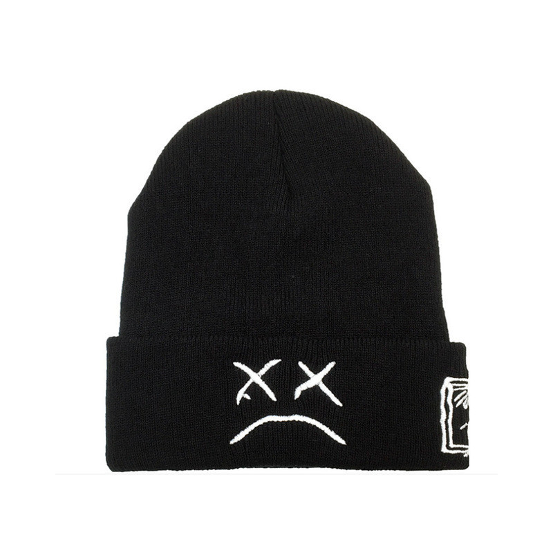 Bonnet Hip Hop Urbain Sourire Triste Couleur Blanc