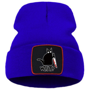 Bonnet Gothique Humour Noir Petit Chat Noir et Couteau Couleur Violet