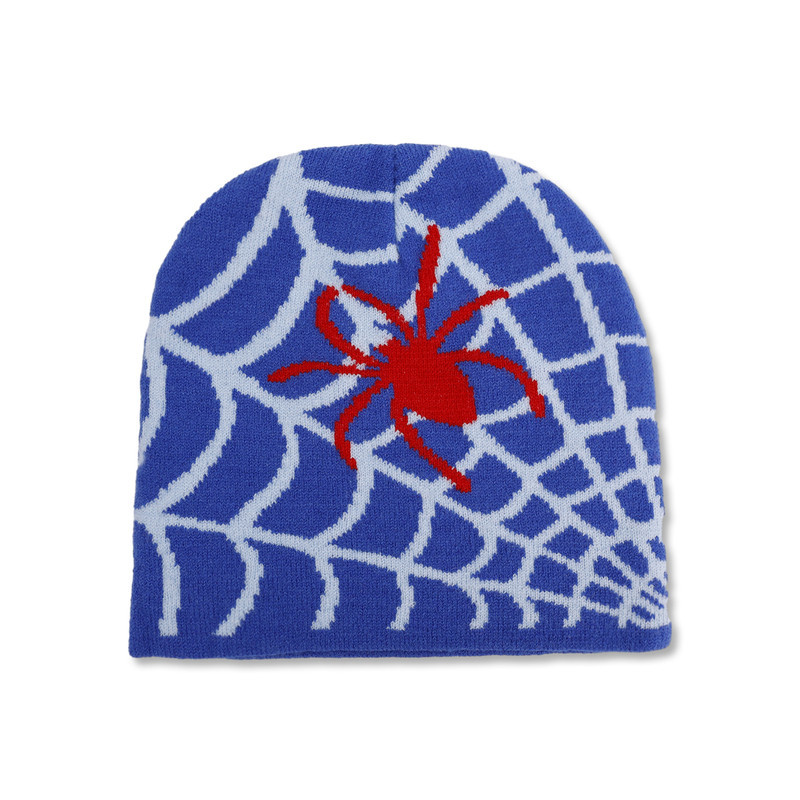 Bonnet Toile d'araignée et Araignée Punk Rock Couleur Bleu