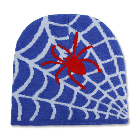 Bonnet Toile d'araignée et Araignée Punk Rock Couleur Bleu