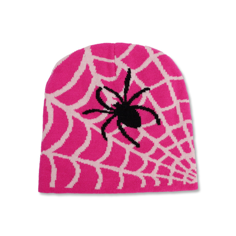 Bonnet Toile d'araignée et Araignée Punk Rock Couleur Rose