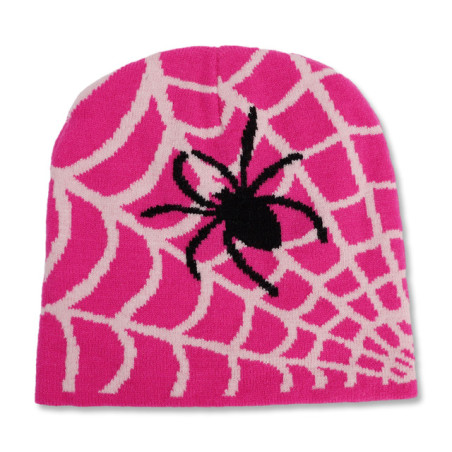 Bonnet Toile d'araignée et Araignée Punk Rock Couleur Rose
