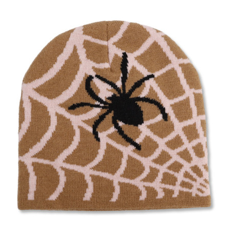 Bonnet Toile d'araignée et Araignée Punk Rock Couleur Beige
