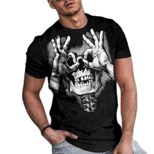 T-shirt Tête de Mort Squelette Humour Rock