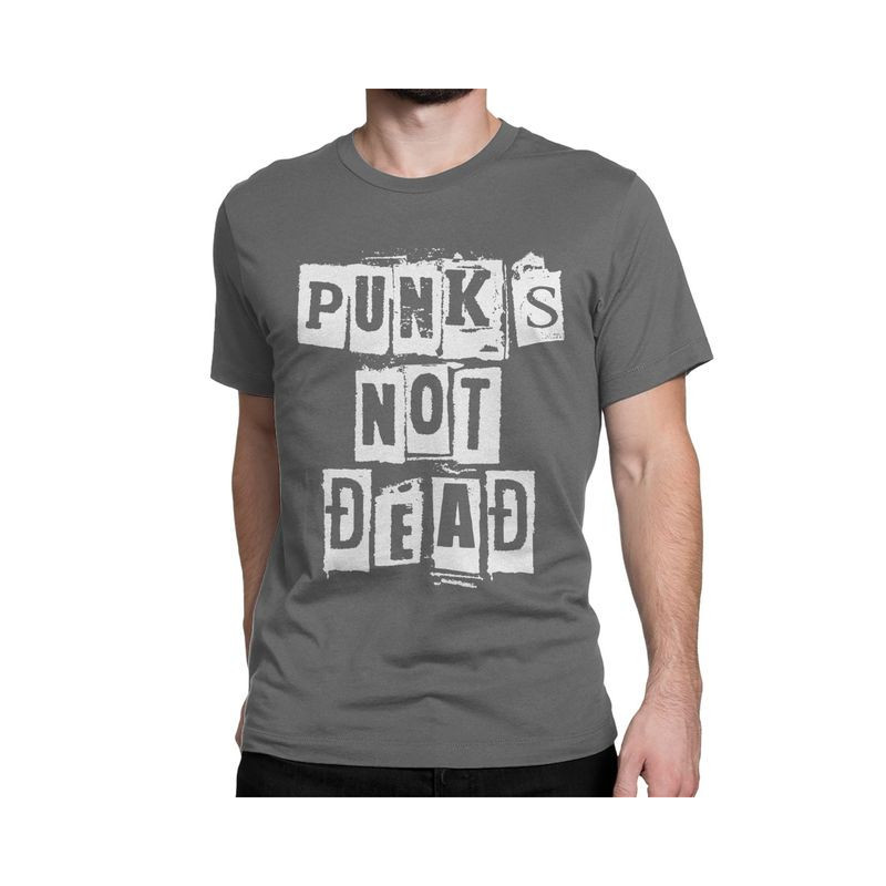 T-shirt Punk Rock insription Punk Is Not Dead Couleur Gris Foncé