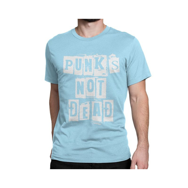 T-shirt Punk Rock insription Punk Is Not Dead Couleur Bleu Clair