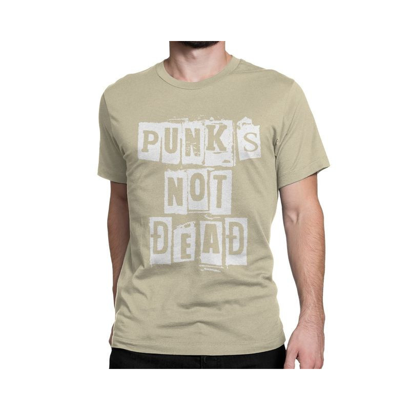T-shirt Punk Rock insription Punk Is Not Dead Couleur Beige