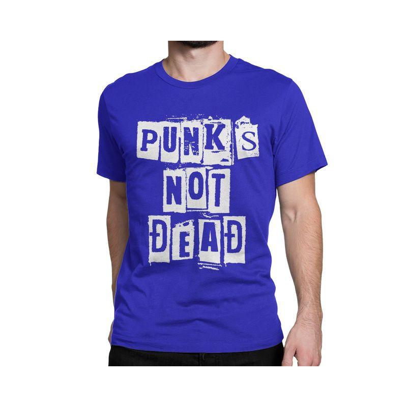T-shirt Punk Rock insription Punk Is Not Dead Couleur Bleu