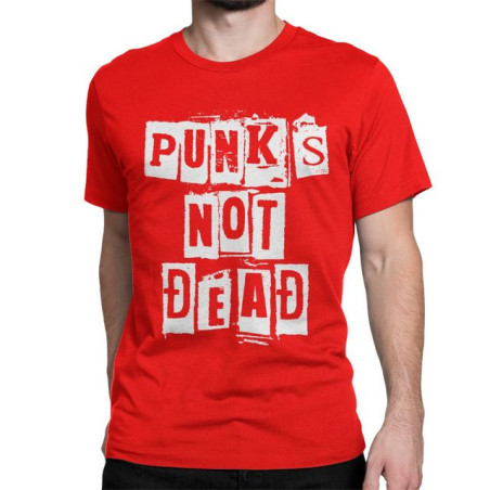 T-shirt Punk Rock insription Punk Is Not Dead Couleur Rouge