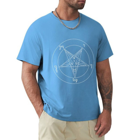T-shirt Gothique Pentagramme Baphomet Couleur Bleu Ciel