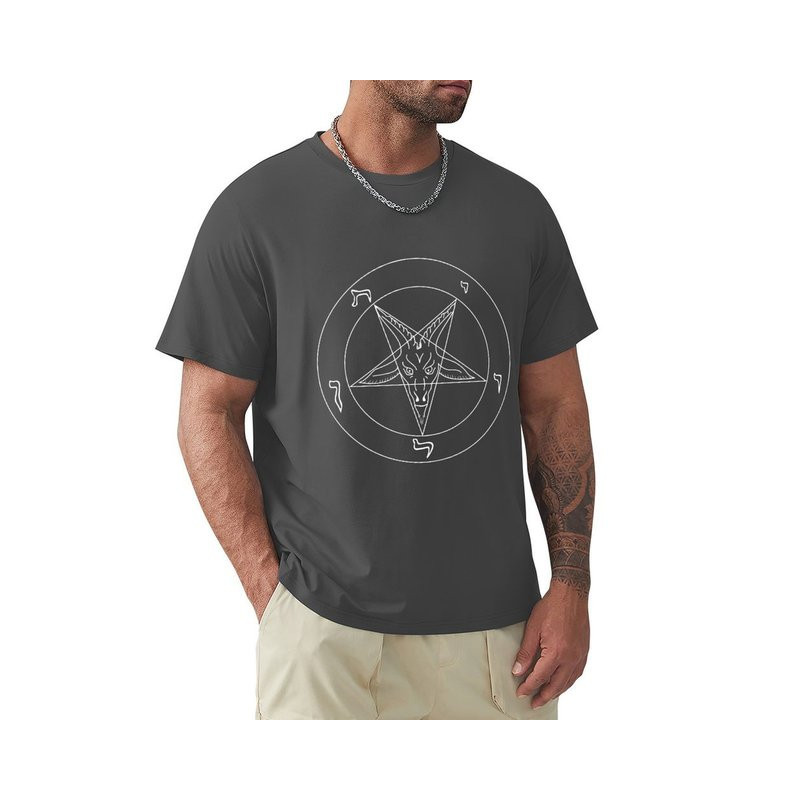 T-shirt Gothique Pentagramme Baphomet Couleur Gris Foncé