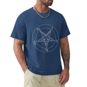 T-shirt Gothique Pentagramme Baphomet Couleur Bleu Marine