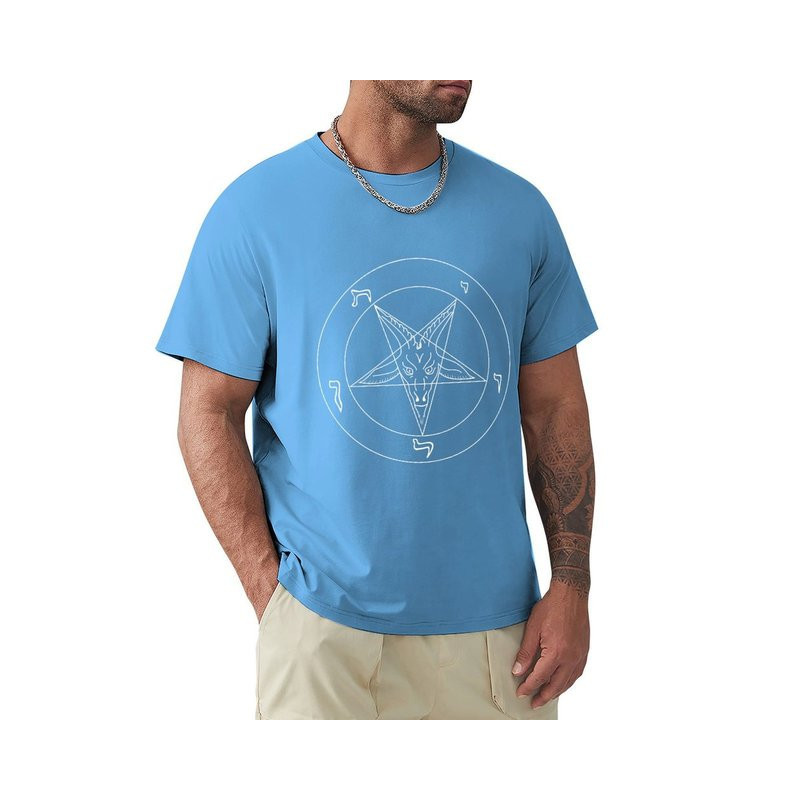 T-shirt Gothique Pentagramme Baphomet Couleur Bleu Ciel