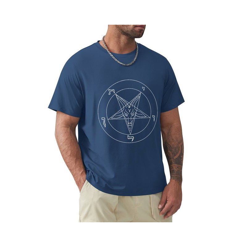 T-shirt Gothique Pentagramme Baphomet Couleur Bleu Marine