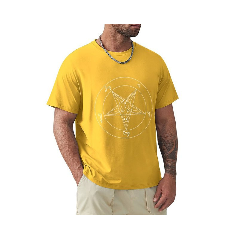 T-shirt Gothique Pentagramme Baphomet Couleur Jaune