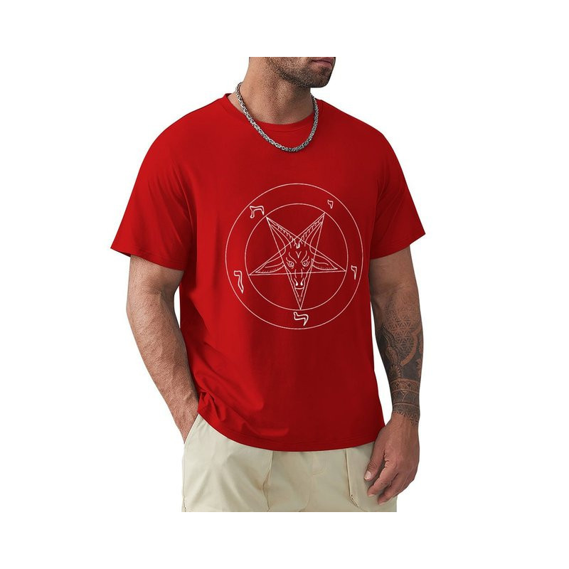 T-shirt Gothique Pentagramme Baphomet Couleur Rouge
