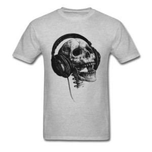 T-shirt Tête de Mort avec Casque Audio DJ Skull Music