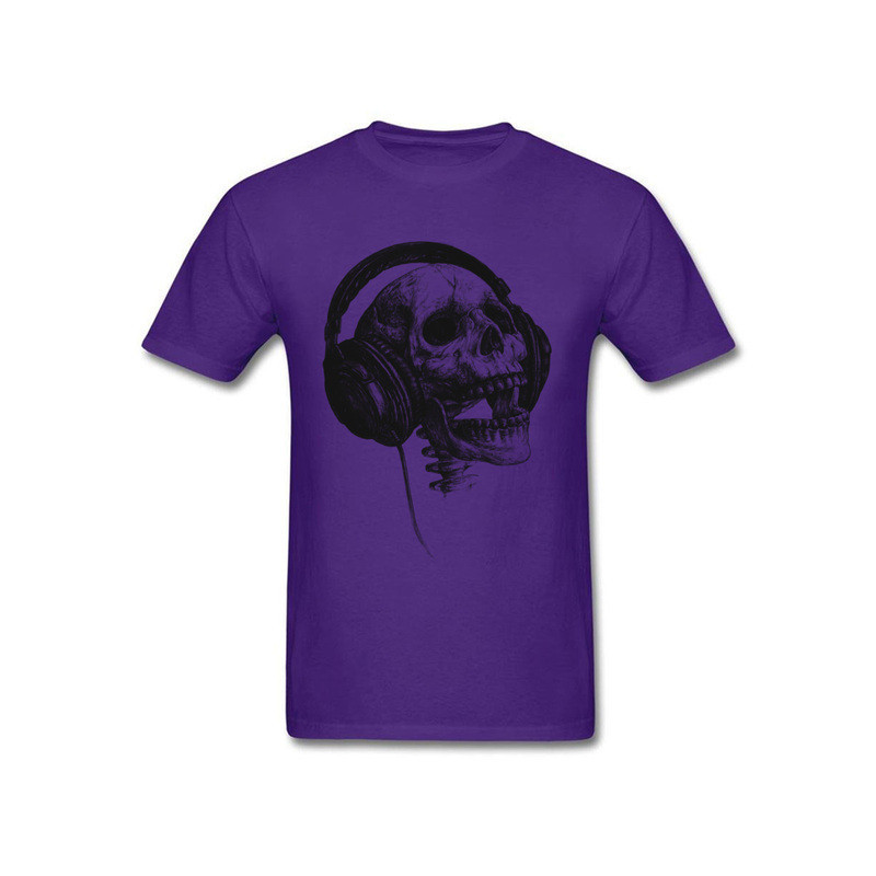 T-shirt Tête de Mort avec Casque Audio DJ Skull Music Couleur Violet