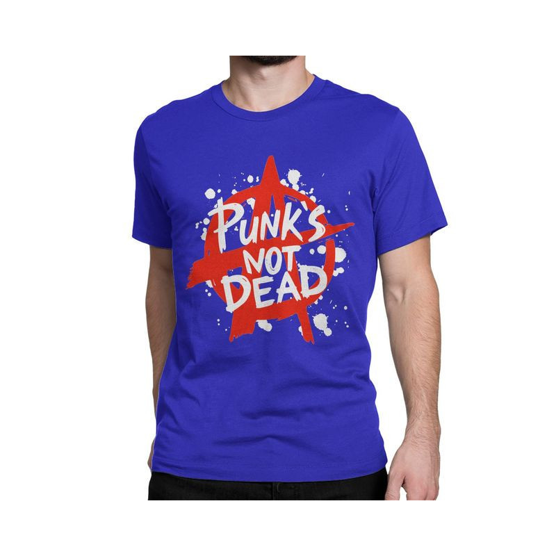 T-shirt Rébellion Anarchiste - PUNK'S NOT DEAD Couleur Bleu