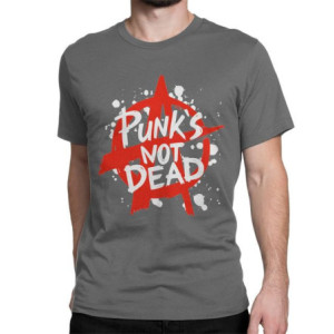T-shirt Rébellion Anarchiste - PUNK'S NOT DEAD Couleur Gris Clair