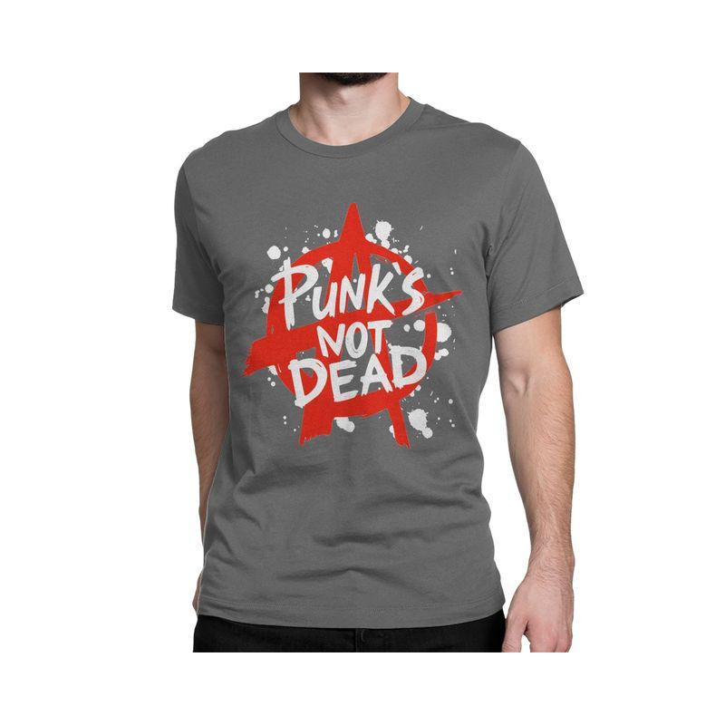 T-shirt Rébellion Anarchiste - PUNK'S NOT DEAD Couleur Gris Clair