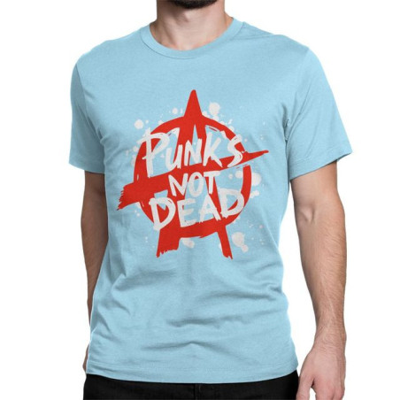 T-shirt Rébellion Anarchiste - PUNK'S NOT DEAD Couleur Bleu Ciel