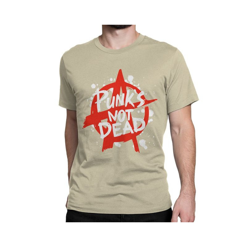 T-shirt Rébellion Anarchiste - PUNK'S NOT DEAD Couleur Beige