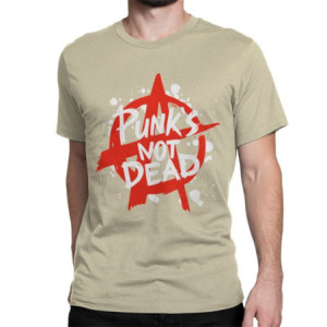 T-shirt Rébellion Anarchiste - PUNK'S NOT DEAD Couleur Beige