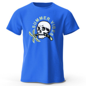 T-shirt Tête de Mort Summer Vibes Couleur Bleu