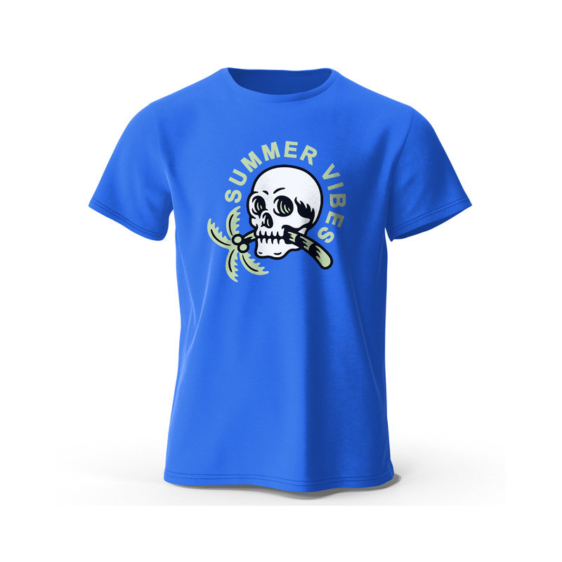 T-shirt Tête de Mort Summer Vibes Couleur Bleu