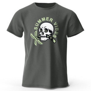 T-shirt Tête de Mort Summer Vibes Couleur Gris