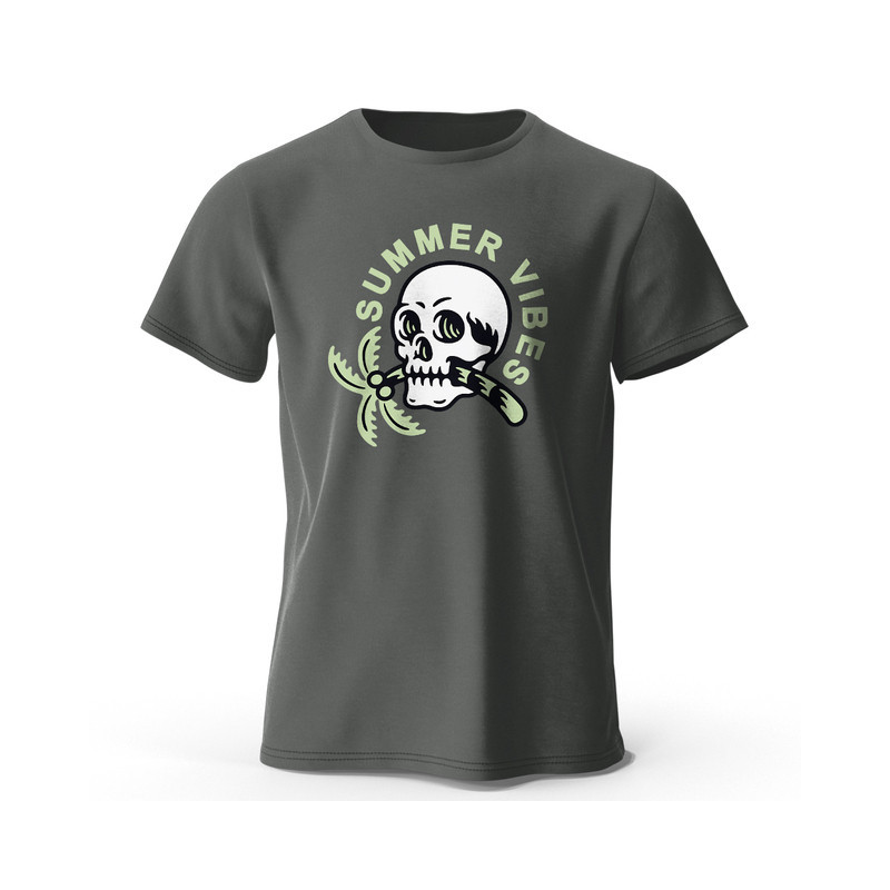 T-shirt Tête de Mort Summer Vibes Couleur Gris