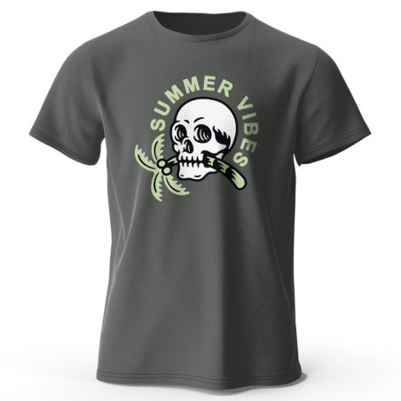 T-shirt Tête de Mort Summer Vibes Couleur Gris