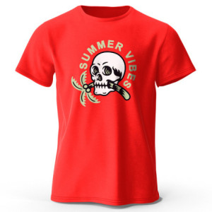 T-shirt Tête de Mort Summer Vibes Couleur Rouge