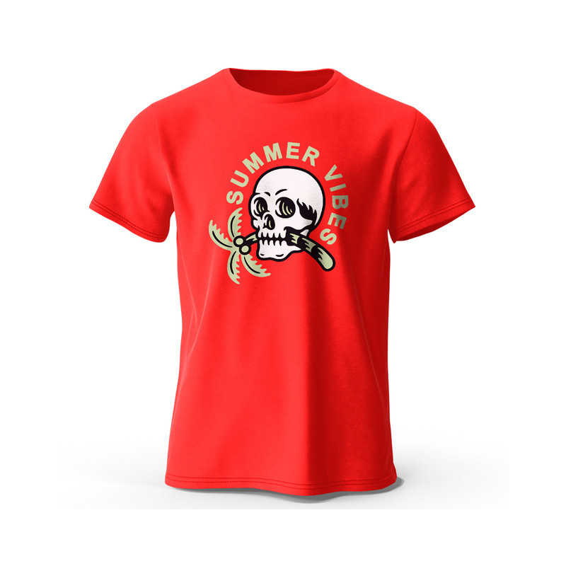 T-shirt Tête de Mort Summer Vibes Couleur Rouge