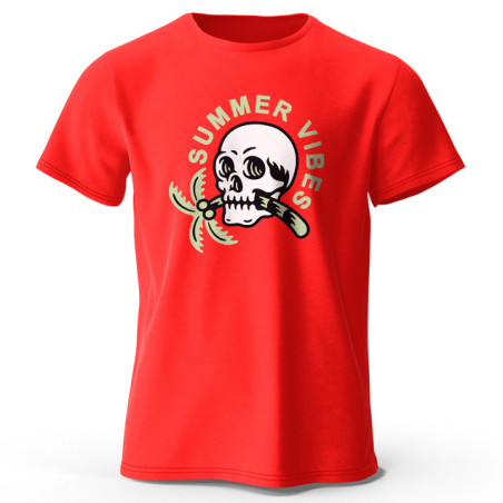 T-shirt Tête de Mort Summer Vibes Couleur Rouge
