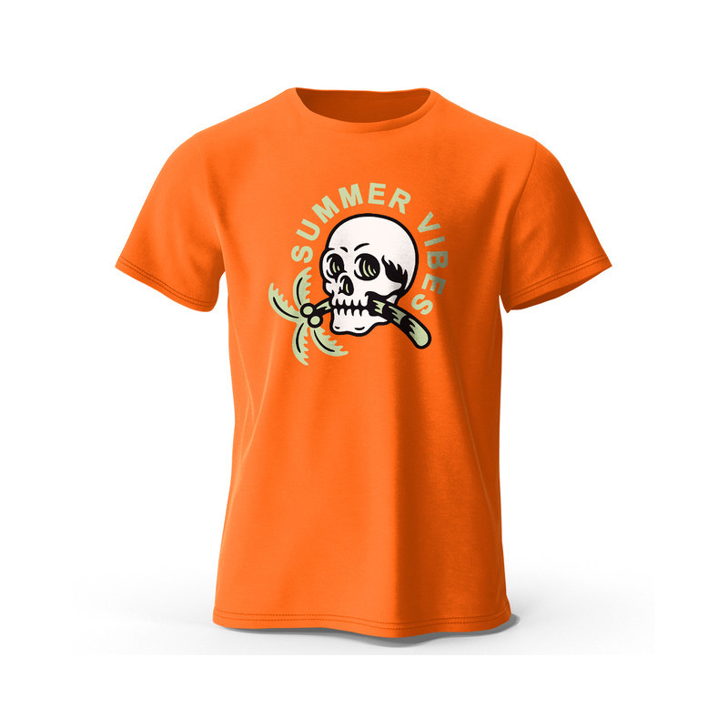 T-shirt Tête de Mort Summer Vibes Couleur Orange