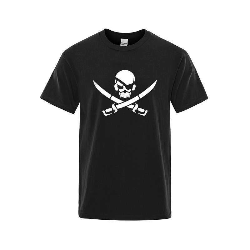 T-shirt Tête de Mort Pirates Sabres Croisés Couleur Noir