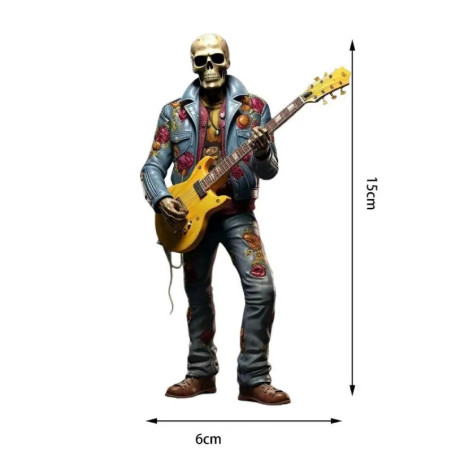Dimensions Figurine Tête de Mort Guitariste Groupe de Rock
