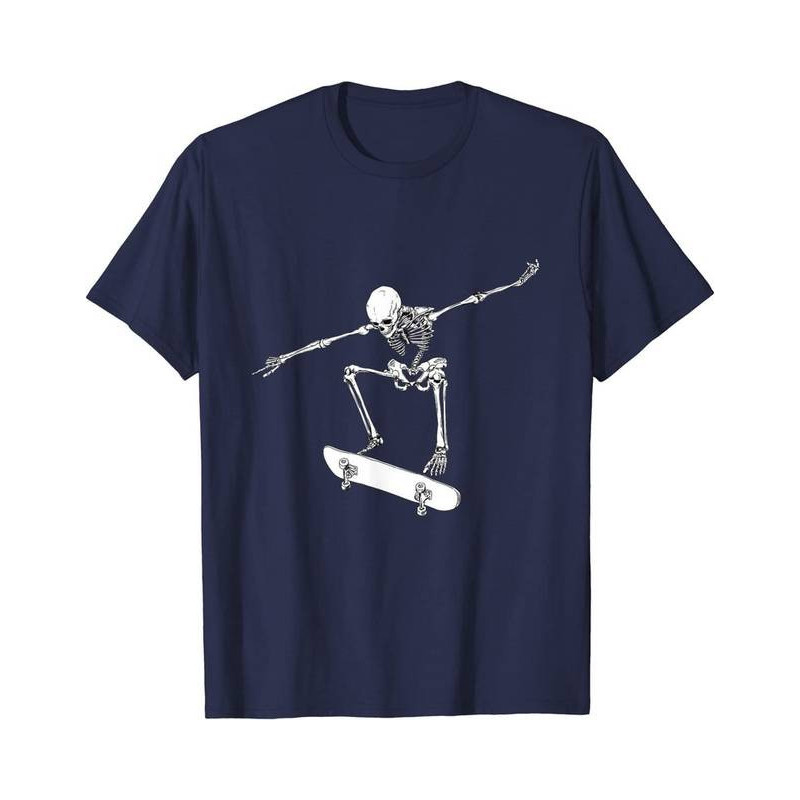 T-Shirt Tête de Mort Squelette Ollie Skateboard Couleur Navy