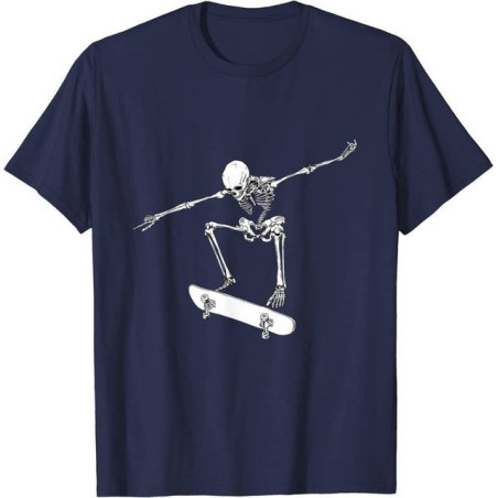 T-Shirt Tête de Mort Squelette Ollie Skateboard Couleur Navy