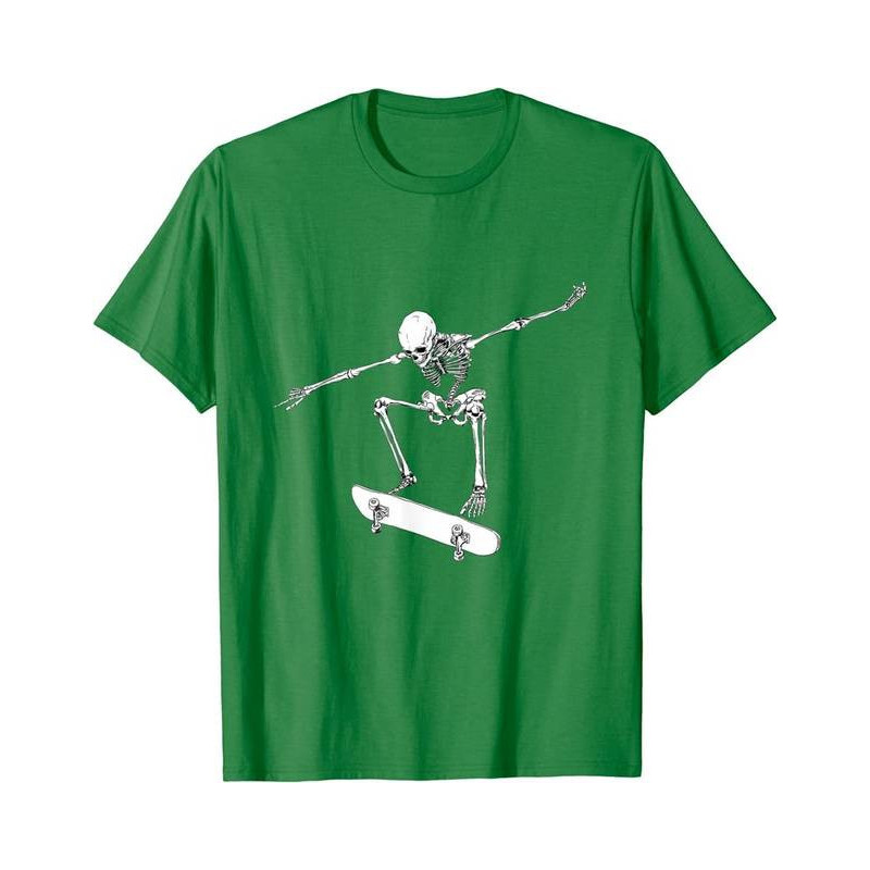 T-Shirt Tête de Mort Squelette Ollie Skateboard Couleur Vert