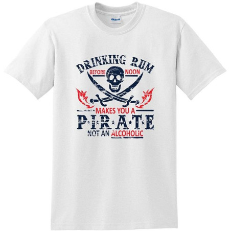 T-shirt Pirate "Pirate Rum" – Humour et Liberté Couleur Blanc