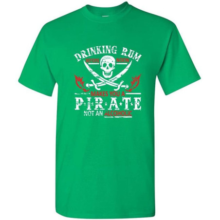 T-shirt Pirate "Pirate Rum" – Humour et Liberté Couleur Vert