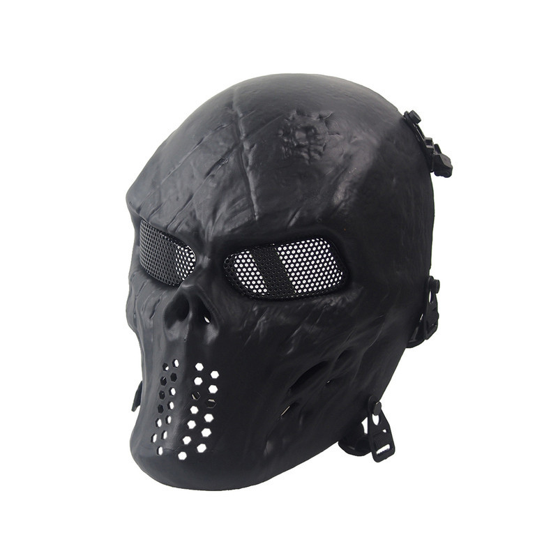 Masque Tête de Mort Pour Moto VTT ou Airsoft PaintBall avec lunettes de protection Gris Foncé