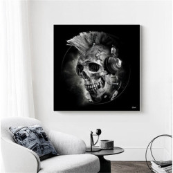 Poster tête de mort crâne fleuri ou câne graffiti - sans cadre