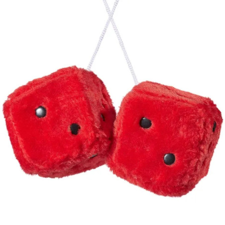 Dés en Peluche pour Rétroviseur de Voiture Couleur Rouge